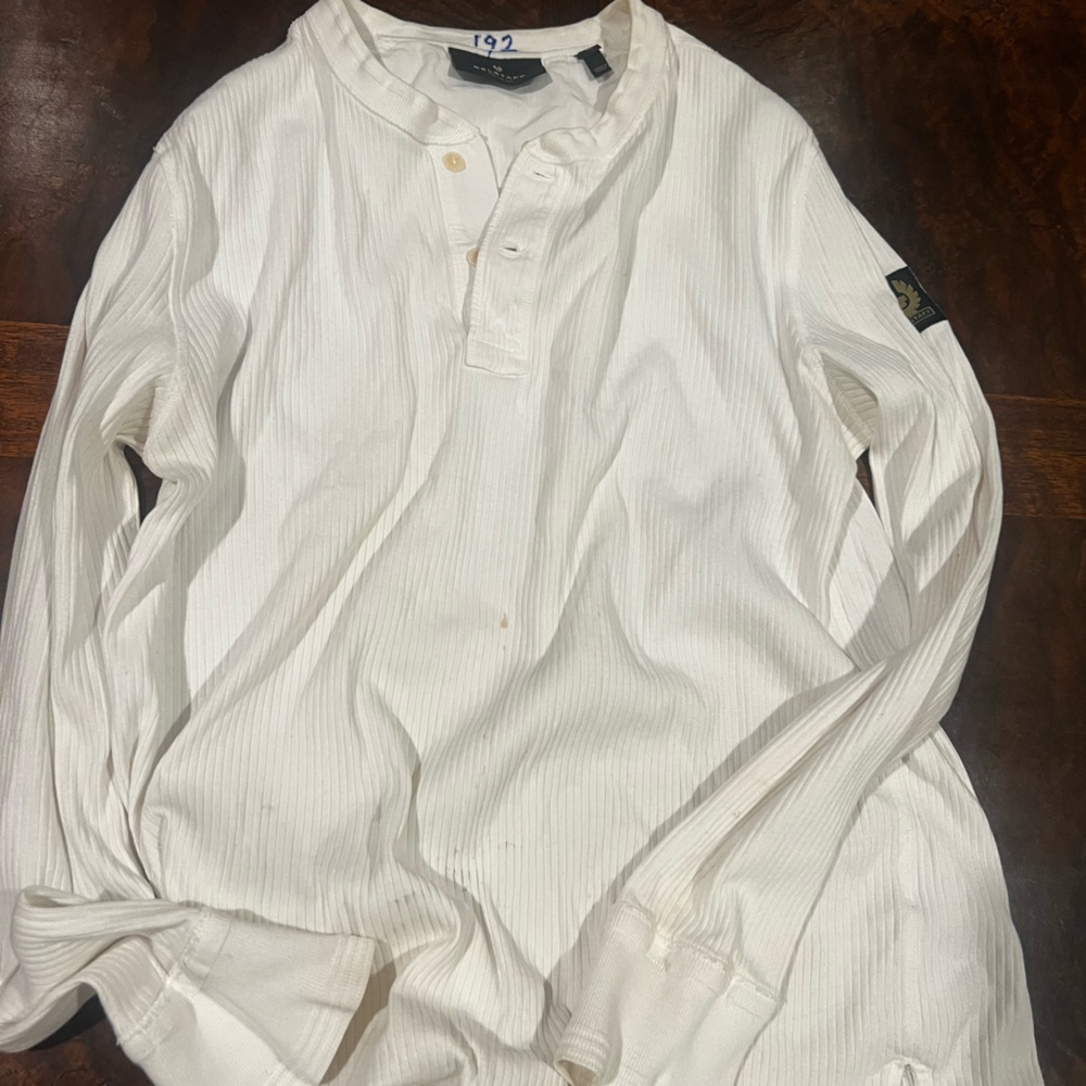 Belstaff Ivory Ribbed Henley shirt